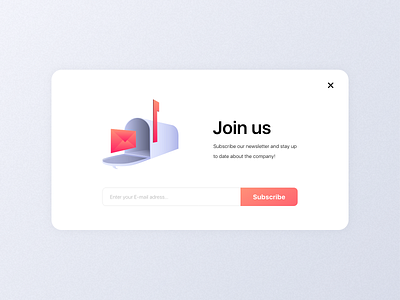 📫 UX Design | Newsletter Subscription adobe xd clean colorful dailyui dailyuichallenge design illustration madewithadobexd minimalistic newsletter orange popup red subscription ui ui design ux ux design vector web