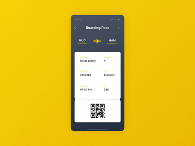 ✈️ UX Design | Boarding Pass adobexd airline app boarding pass clean colorful dailyui dailyui 024 dailyuichallenge design flight madewithxd mobile orange typography ui ui design ux ux design yellow