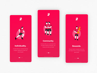 🏃🏻‍♂️ UX Design | Running App Onboarding adobexd animation app clean colorful design flat illustration madewithxd mobile onboarding red running app typography ui ui design ux ux design vector