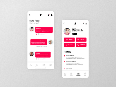 🏃🏻‍♂️ UX Design | Running App Community adobexd app clean colorful design madewithxd minimalistic mobile red ui ui design ux ux design whitespace