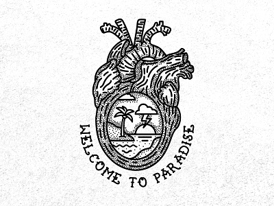 Welcome To Paradise beach dotwork greenday heart heart logo heartbeat illustration illustrations illustrator palm palmtree paradise punk punkrock tattoo tattoo art tattoo artist tattoo design