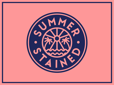 Summer Stained Band Badge ☀️🌴🌊 badge badgedesign band branding clean illustration minimal palm badge palm tree sea summer badge sun sun badge sunny sunrise sunset water waves