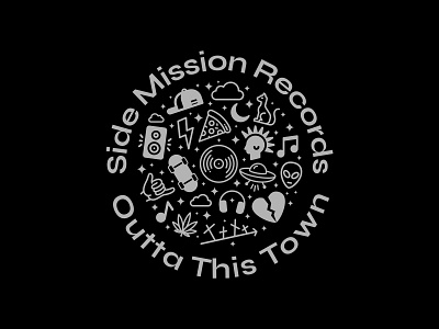 Outta This Town X Side Mission Records Collab Badge alien aliens badge badge design badge logo badgedesign icon icon badge icon design icons music pizza punk punk rock punkrock record record label rock screenprint speaker