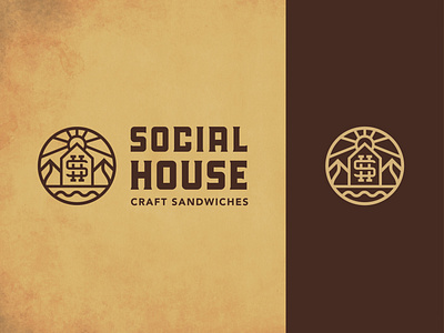 Social House Craft Sandwiches Logo 🏞 badge badgedesign california identity identity branding lake logo lake tahoe logo design logo design branding rustic sandwiches typography vintage