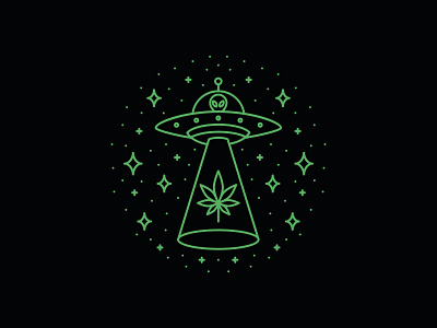 Hemp Abduction 🛸 🌿 abduction alien aliens cannabis doobie flying saucer ganja hemp hemp logo herb line art marijuana space spaceship ufo weed