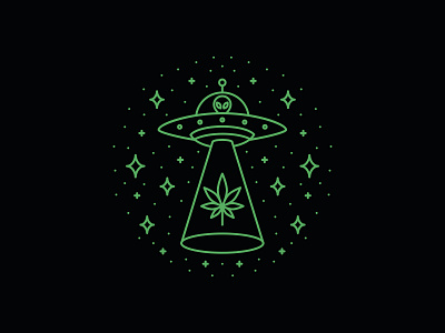 Hemp Abduction 🛸 🌿 abduction alien aliens cannabis doobie flying saucer ganja hemp hemp logo herb line art marijuana space spaceship ufo weed