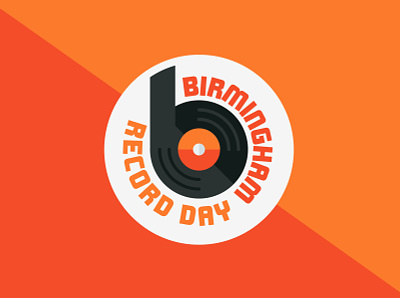 Birmingham Record Day b logo mark bold bold font bold logo modernism music badge record record badge record player vinyl vinyl badge