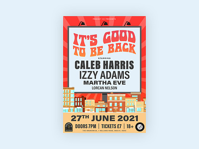 It's Good To Be Back Poster 🏖️ acoustic brighton concert diy emo gig poster gigposter hippie live music music poster poster art poster design posters punk typography