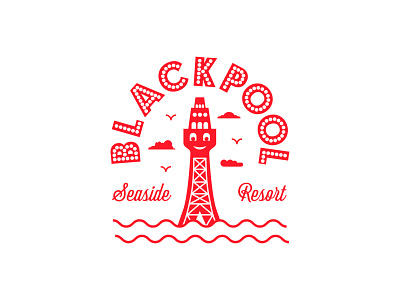 Blackpool Seaside Resort 2021 badge badge design blackpool blackpool tower holiday illustration lockup sand sea seaside seaside badge sun uk seaside vacation