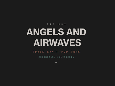 AVA Space Synth Pop Punk angels and airwaves band branding californial experiment music punk retro rock san diego space style typography