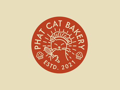 Phat Cat Bakery Badge logo badge bakery bakery badge baking cat cat badge cat bakery cats cookery food fun identity