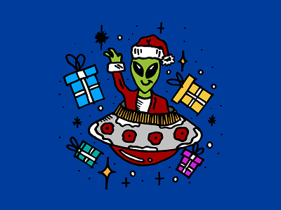 UFO HO HO 👽🎅 alien celebrate christmas christmas alien hand drawn happy illustration justforfun ufo