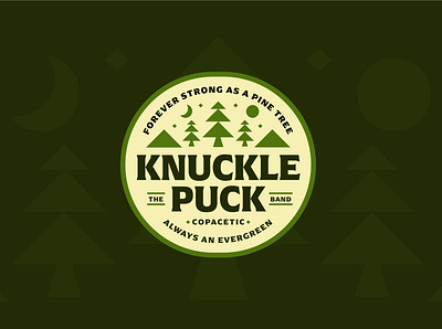 KNUCKLE PUCK BADGE 🌲 adventure badge band bands branding design explorer illustration knuckle puck logo logo design merchandise nature pine tree pop punk punk sparkle typography vintage