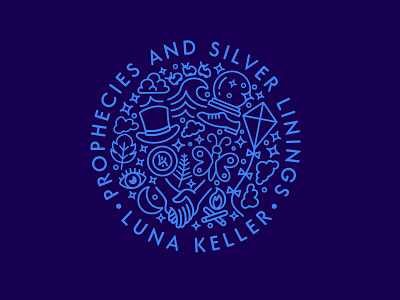 Luna Keller Prophecies and Silver Linings badge badge design icon icon design illustration lockup mark merchandise minimalistic mono monoline music musician print screen print solo artist type vintage badge