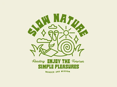 Slow Nature 🐌📗 animal badge design culture help hippie human mascot mental health nature badge reflection self slow down typography vibes vintage badge yourself