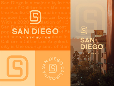 San Diego Lockup badge bold bold mark california colours creative designers icon lettering lockup mark orange san diego sd sd icon simple