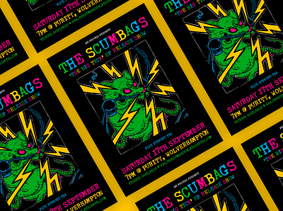 THE SCUMBAGS Ep Release Show Flyer badge branding colours design flyer identity illustration logo logo design punk thescumbags typography vector