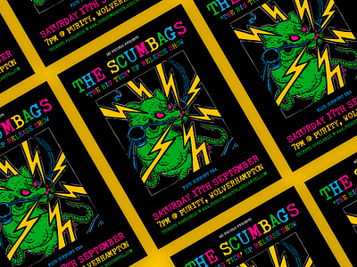 THE SCUMBAGS Ep Release Show Flyer badge branding colours design flyer identity illustration logo logo design punk thescumbags typography vector