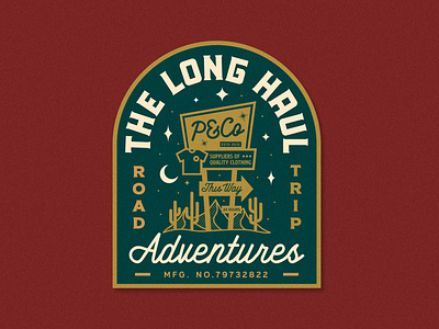 The Long Haul Adventures 50s art badge clothing badge designer diner badge graphic design lifestyle lockup motel badge motel sign pandco type typography vector vintage bade