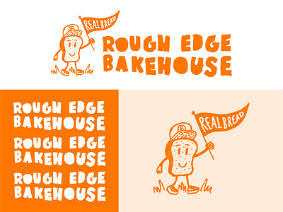 ROUGH EDGE BAKEHOUSE art brand creative brand design branding bread logo cartoon character design creative creative design hand drawn icon identity illustration logo mascot north wales orange quirky typoraphy vibes