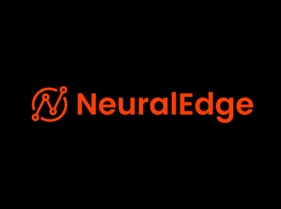 Neural Edge Logo Design bold brand identity branding circle colour design icon identity logo logo design mark nodes orange simplistic tech tech sector technology typography