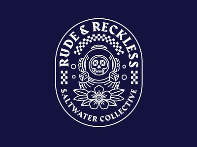 RUDE & RECKLESS art artist badge badge design branding creative design diver graphic design illustration line work logo typography underwater vintage vintage badge water