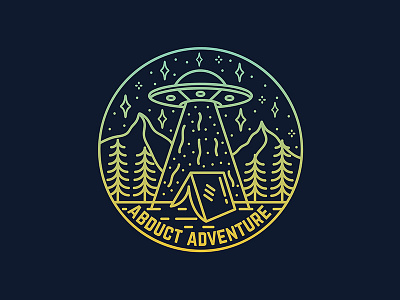 Abduct Adventure Badge adventure aliens branding camping explore handdrawn illustration logo mountains space ufo