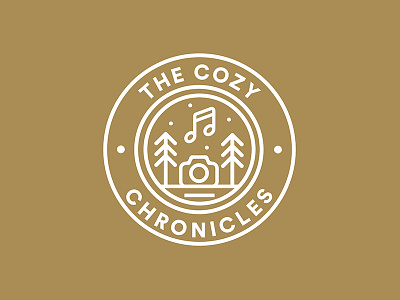 The Cozy Chronicles Photography Badge badge branding explore identity logo logo design photo photography photography logo scene trees typography
