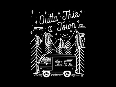 Where I Need To Be adventure apparel badge band branding clean clothing clothing design design explore identity illustration mountains nature pine tree screen print stars trees typography