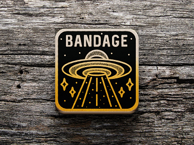 Bandage UFO Coaster 🛸 adventure aliens apparel badge band branding clean design explore icon identity illustration logo logo design mountains nature stars trees typography ufo