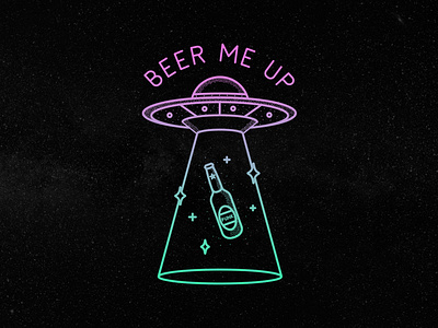 Beer Me Up 🛸🍺 alcohol alien aliens badge beer branding conspiracy design dotwork flash flying saucer identity illustration logo logo design martian space spaceship tattoo ufo