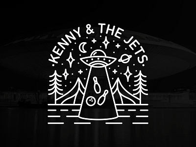 Kenny & The Jets Bowling T-shirt 🛸🎳 abduction alien aliens bowling bowling pin bowling t shirt flying saucer moon mountain planets scene screen print stars ufo