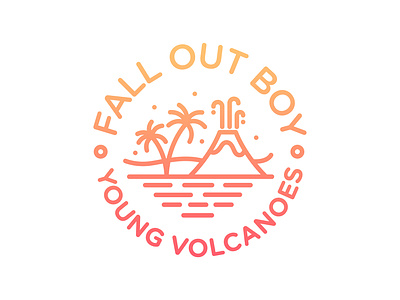 Fall Out Boy Young Volcanoes 🌋 apparel badge band band design bandmerch branding clothing fall out boy illustration palm palm tree pop pop punk punk scene screen print search tropical volcano young volcanoes