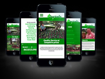 Burtons mobile website burtons green landscaping lawn mobile
