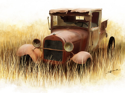 Old Model-T in field ford hay field model t old rusty