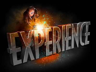 Experience illustration 3d lettering action dark moody photoshop welding