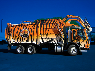 Tiger Sanitation Garbage Truck biggy brand large format vehicle wrap