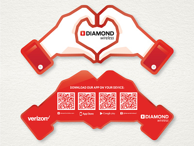 Diamond Wireless Cheat Sheet appstore brand branding corporate illustration logo print qrcode social media typography wireless