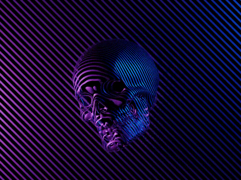 Dancing skull 3d art abstract abstract art animation animation 3d artwork blender blender3d concept design geometic gif gif animated illustration light blue purple simple skull skull art