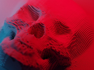 Skull full hd wallpaper. 3d 3d art abstract blender cubes design light neon light simple skull skull art wallpaper