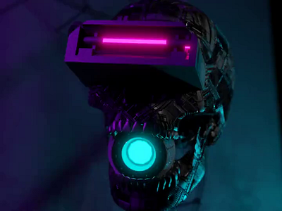 Cyberskull 2077 animated. With sound. 3d abstract artwork blender color cyber cyberpunk cynematic design glow motion motion design neon neon light neon sign skull skull art skulls