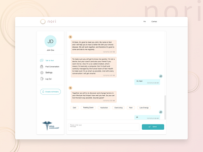 Nori chatbot app design figma minimal page statistic ui ui ux design ux web