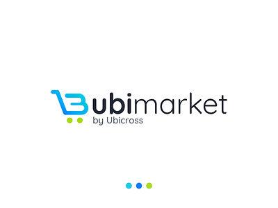 Ubimarket logo design blue branding cart ecommerce logo logodesign market ubicross ubimarket