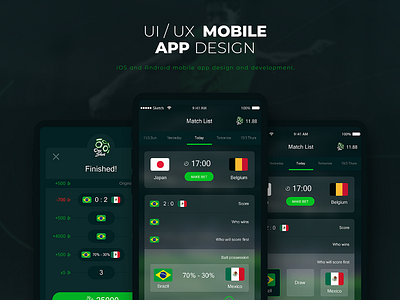 Sports app UI/UX design android betting football ios mobile app sports sports mobile app ui ui deisgn ux design world cup