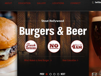 Stout Burgers and Beers Website food restaurant web website