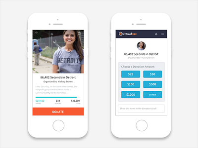 Crowdrise Fundraiser and Donation Screens