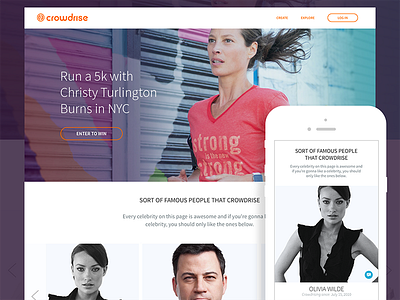 CrowdRise Celebrity Page celebrity fundraising gradient product responsive startup ui ux