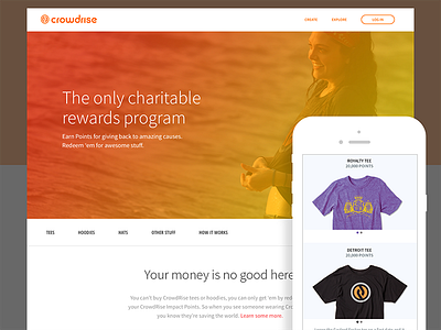 CrowdRise Rewards Page checkout e commerce fundraising product responsive startup ui ux