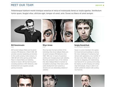 Hallpass Media Website - Our Team Profile bio content images website