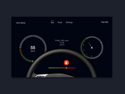 Car Interface Daily UI 034 034 board colours dailyui dailyui034 dailyui34 dailyuichallenge ui ux vector